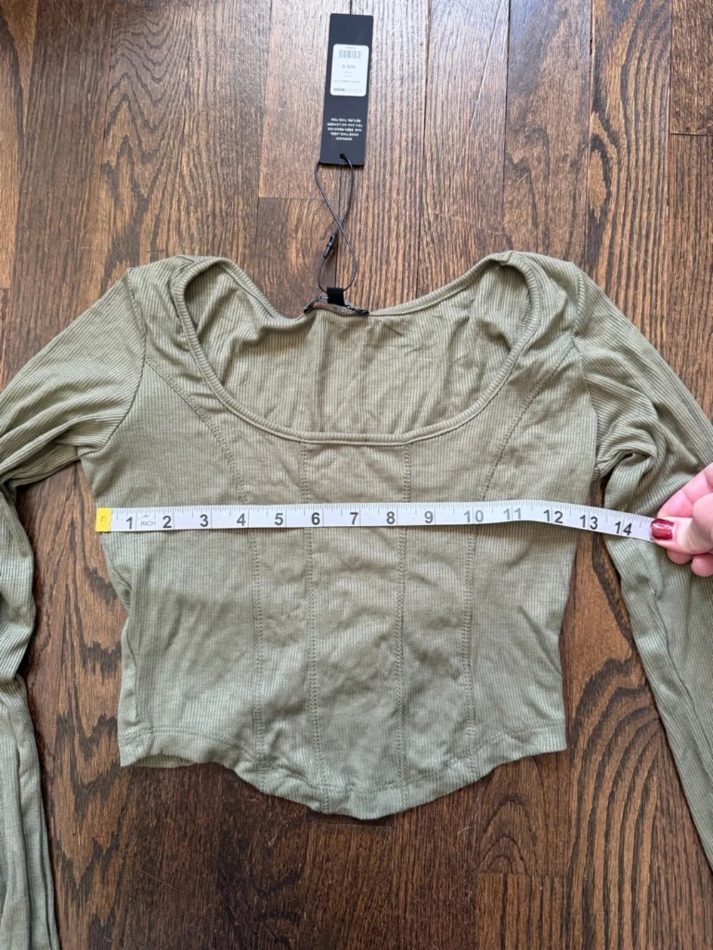 Fashion Nova Olive Ribbed Long Sleeve Top